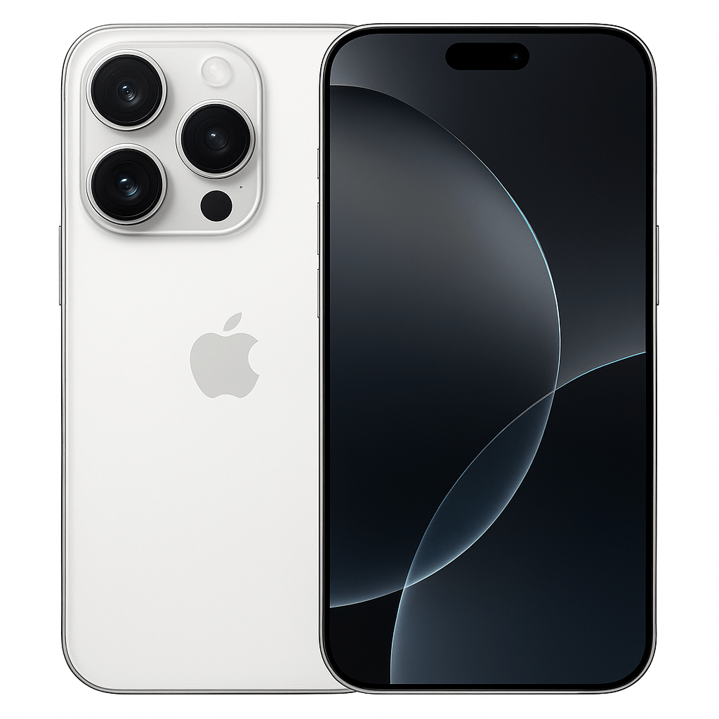iPhone 15 Pro Max with cracked screen and new screen overlay