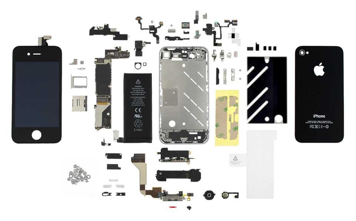 Silver iPhone with cracked screen